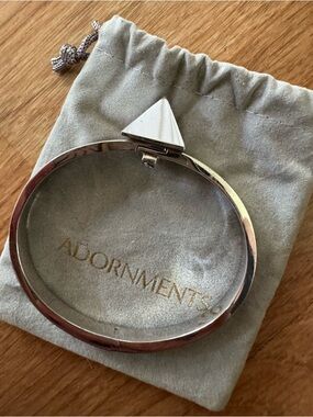 Silver Pyramid Hinge Bangle Bracelet - Silver